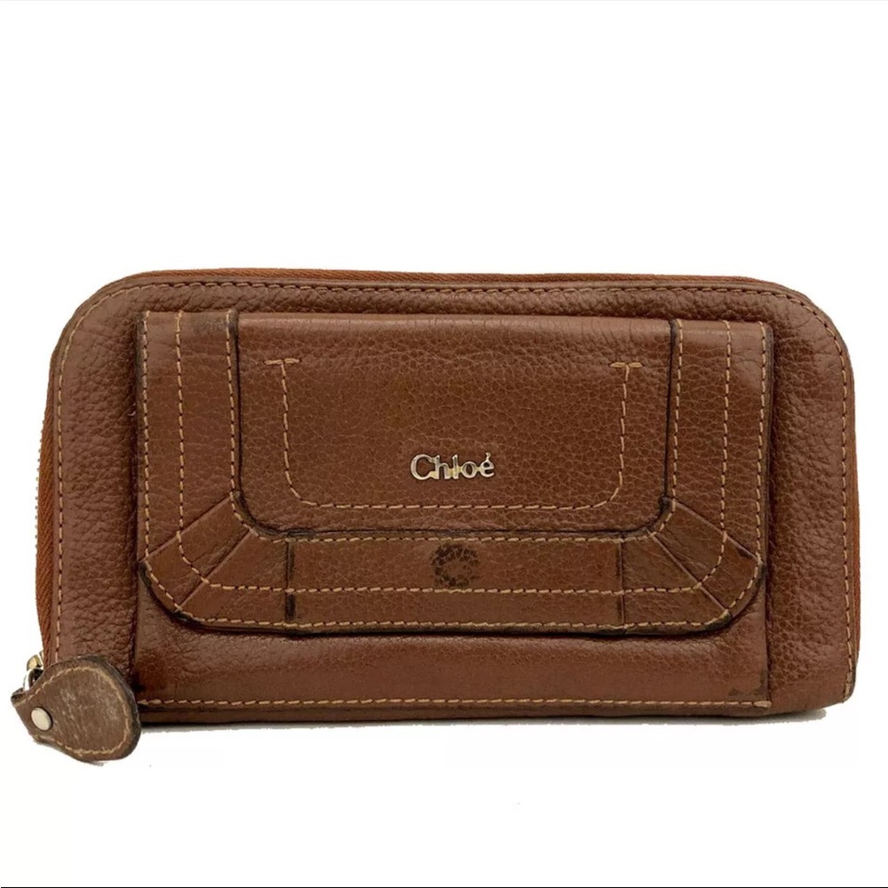 Chloe Paraty Leather Long Zip Around Wallet Purse